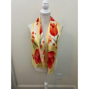 Oscar Yellow Red Floral Print Scarf